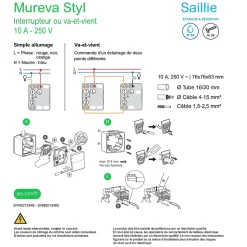 Interrupteur va-et-vient étanche complet saillie Schneider Electric Mureva Styl blanc