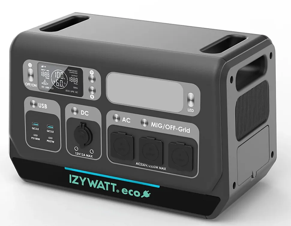 IZYWATT.eco 2048Wh injection réseau + panneau solaire pliant 400W