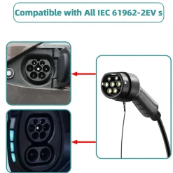 JATRHG câble de recharge 3,6kW / 16A monophasé, 8m, type 2 vers type 2, pour véhicules électriques et hybrides rechargeables