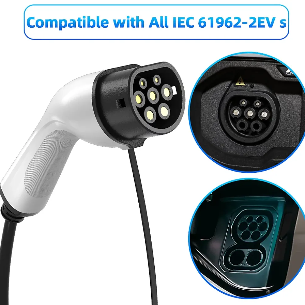 JATRHG câble de recharge 7,2kW / 32A monophasé, 10m, type 2 vers type 2, pour véhicules électriques et hybrides rechargeables