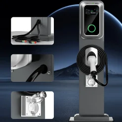 JATRHG K1 kit de borne de recharge, 22 kW / 32 A, triphasé, avec câble type 2 de 8 m pour véhicules électriques, support inclus