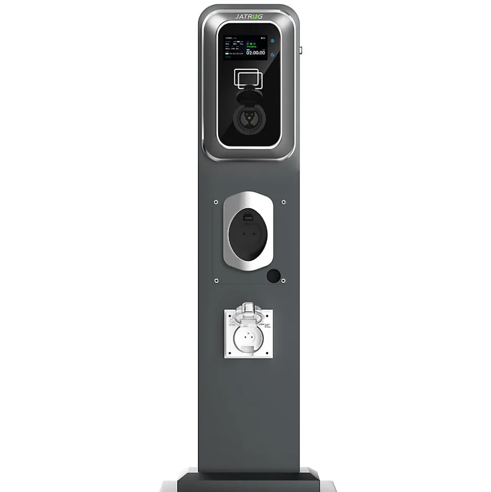 JATRHG K2 kit de borne de recharge, 11kW / 16A, triphasé, avec prise de type 2 équipée de shutter pour EV, support inclus