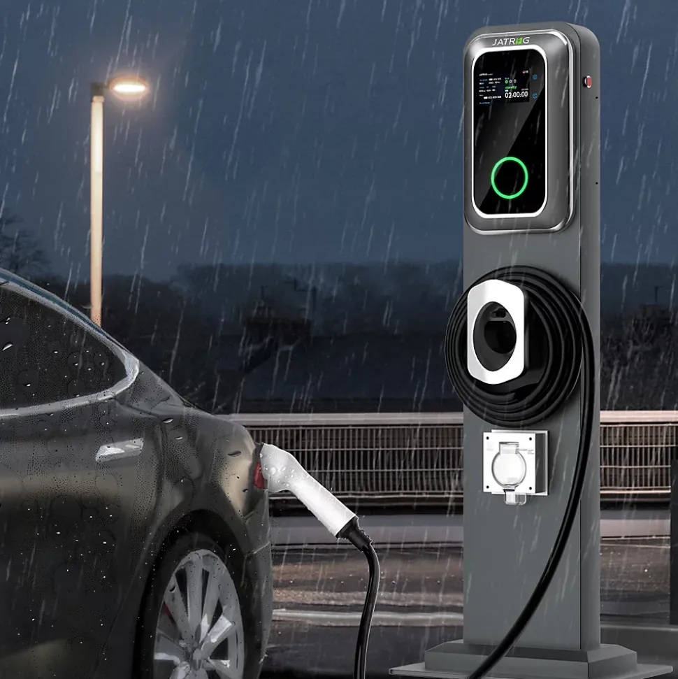JATRHG K1 kit de borne de recharge, 11 kW / 16 A, triphasé, avec câble type 2 de 8 m pour véhicules électriques, support inclus