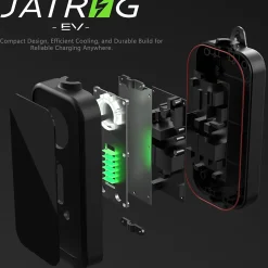 JATRHG P1 chargeur portable réglable de 3,6kW à 1,5kW / 16A à 8A monophasé, 5m, type 2, pour véhicules électriques