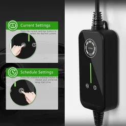 JATRHG P1 chargeur portable réglable de 7,2kW à 1,5kW / 32A à 8A monophasé, 10m, type 2, pour véhicules électriques