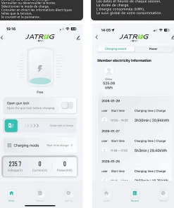 JATRHG S1 borne de recharge IP66 pour véhicules électriques, 11 kW / 16 A, triphasé, avec câble type 2 de 8 m