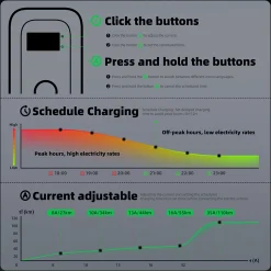 JATRHG S1 borne de recharge IP66 pour véhicules électriques, 7,2 kW / 32 A, monophasé, avec câble type 2 de 12 m