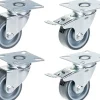 Jeu de 4 - roulettes pivotantes/freinées série 100 50mm gris TPR-caoutchouc sur polypropylène