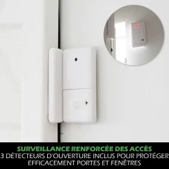 Kit Alarme autonome détection de mouvement Eclairage alerte intégré détecteur ouverture x3 et télécommande x2