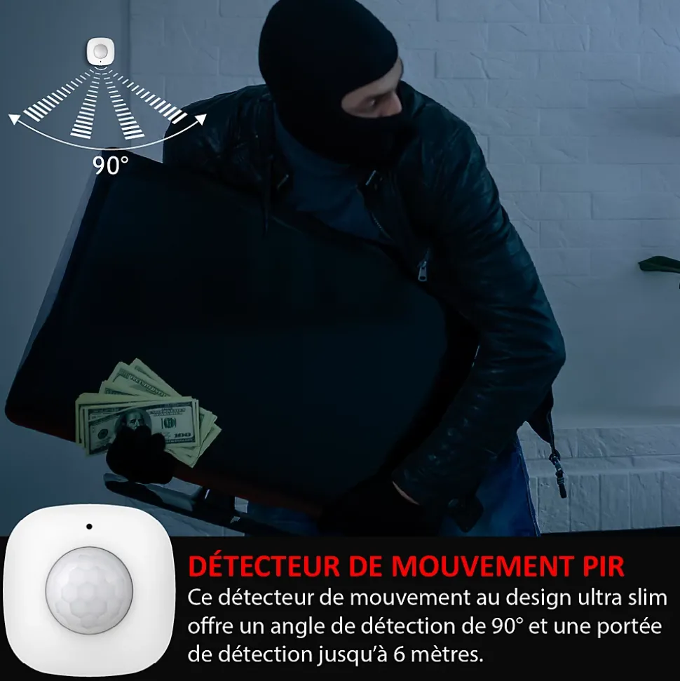 Kit Alarme Évolutif 868 Mhz connecté Wifi 2,4Ghz avec Sirène extérieur solaire