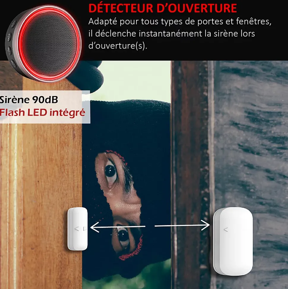 Kit Alarme Évolutif 868 Mhz connecté Wifi 2,4Ghz avec Sirène extérieur solaire