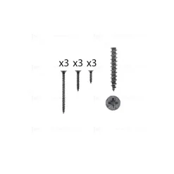 1 kit composés de 3 vis 35x16  + 3 vis 4x25  + 3 vis 4x50  Fer noir vintage, Lot de 6