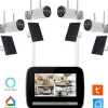 KIT écran 7p enregistreur 4MP ULTRA HD, 4 Caméras rechargeables, 4 Panneaux solaire