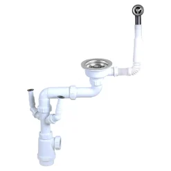 Kit de vidage A manuel évier avec panier acier inoxydable 1 bac