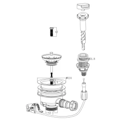 Kit de vidage C automatique évier avec panier acier inoxydable
