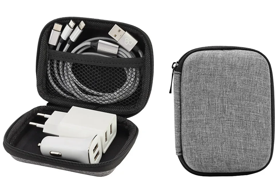 Kit de voyage avec câble de charge 3 en 1, double chargeur, double chargeur de voiture