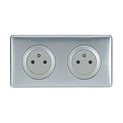 Kit double prises avec terre Pré-câblées Legrand Céliane aluminium