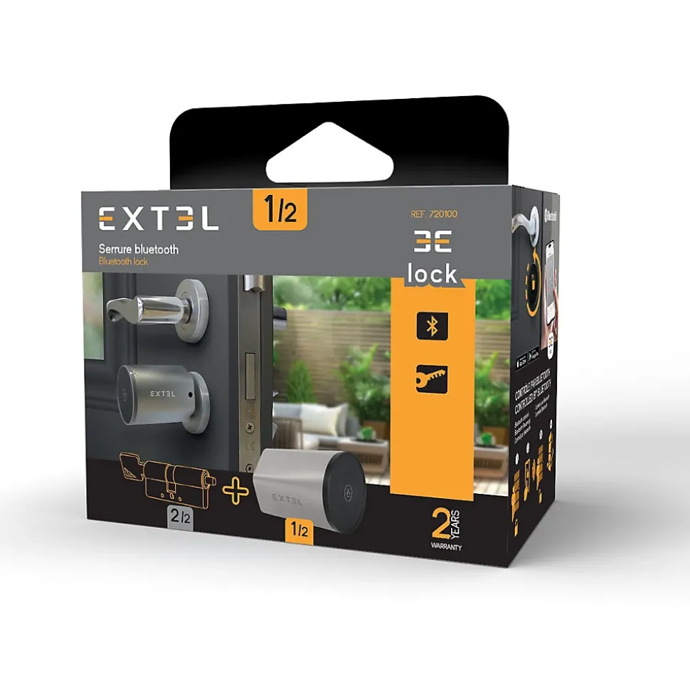 Kit Serrure Connectée Extel Lock + cylindre 45/45 mm + clavier sans fil + 2 badges supplémentaires