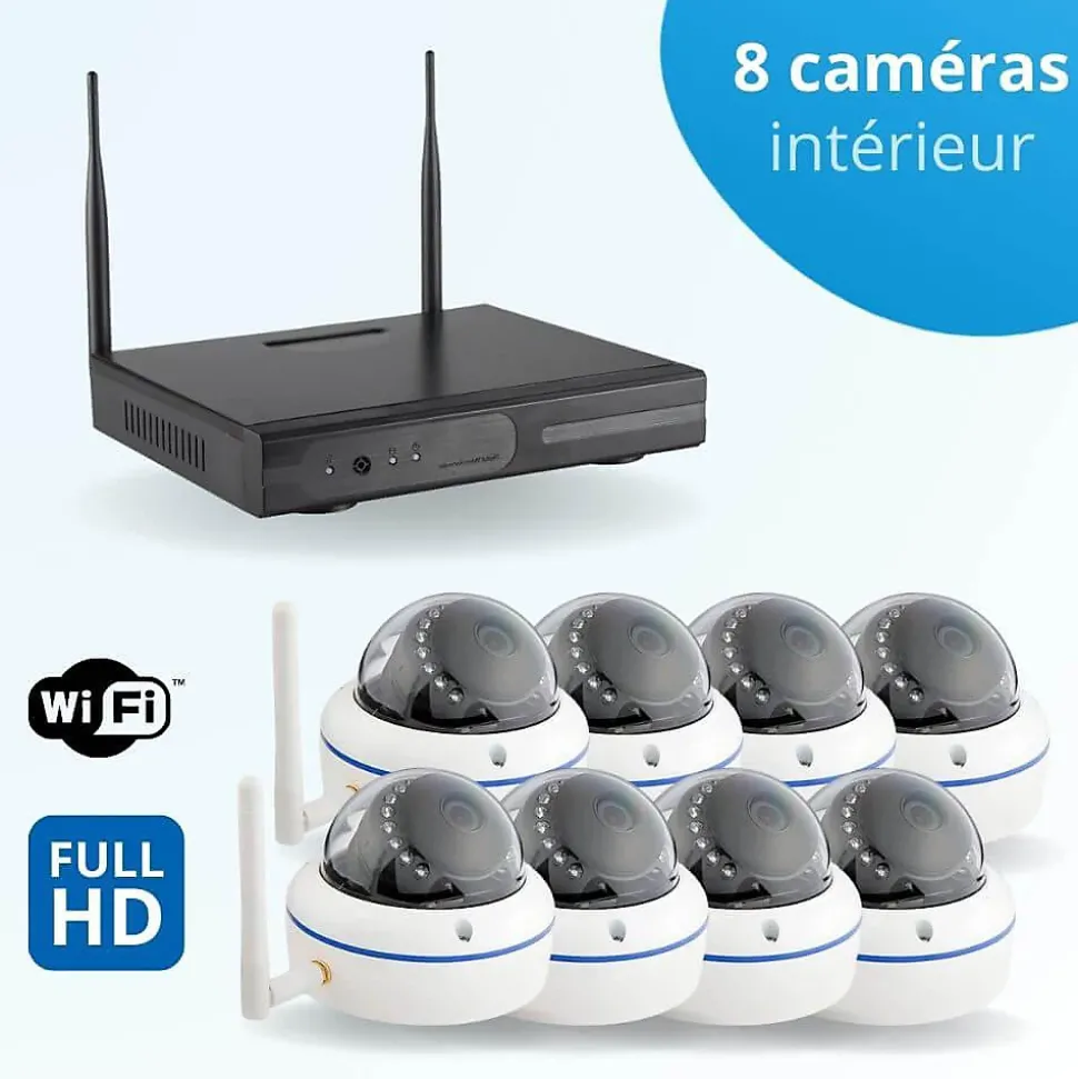 Kit vidéo-surveillance wifi 8 caméras full-hd+ (3mp) 2304x1296 - intérieur