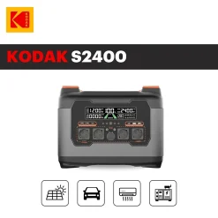 KODAK Kit Station d'Énergie Portable S2400 + Panneau Solaire 400W - Batterie 2047Wh - Micro-onduleur 800W - Maison, Camping..