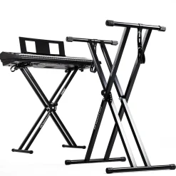 KS2B Support pour synthétiseur clavier Hauteur réglable de 33 à 98 cm Charge max 30 kg Vis et sangles de fixation Duronic