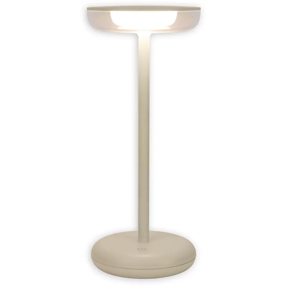 Lampe de table à accu PASI intérieur extérieur métal plastique beige intensité variable tactile fonction mémoire hauteur 26cm