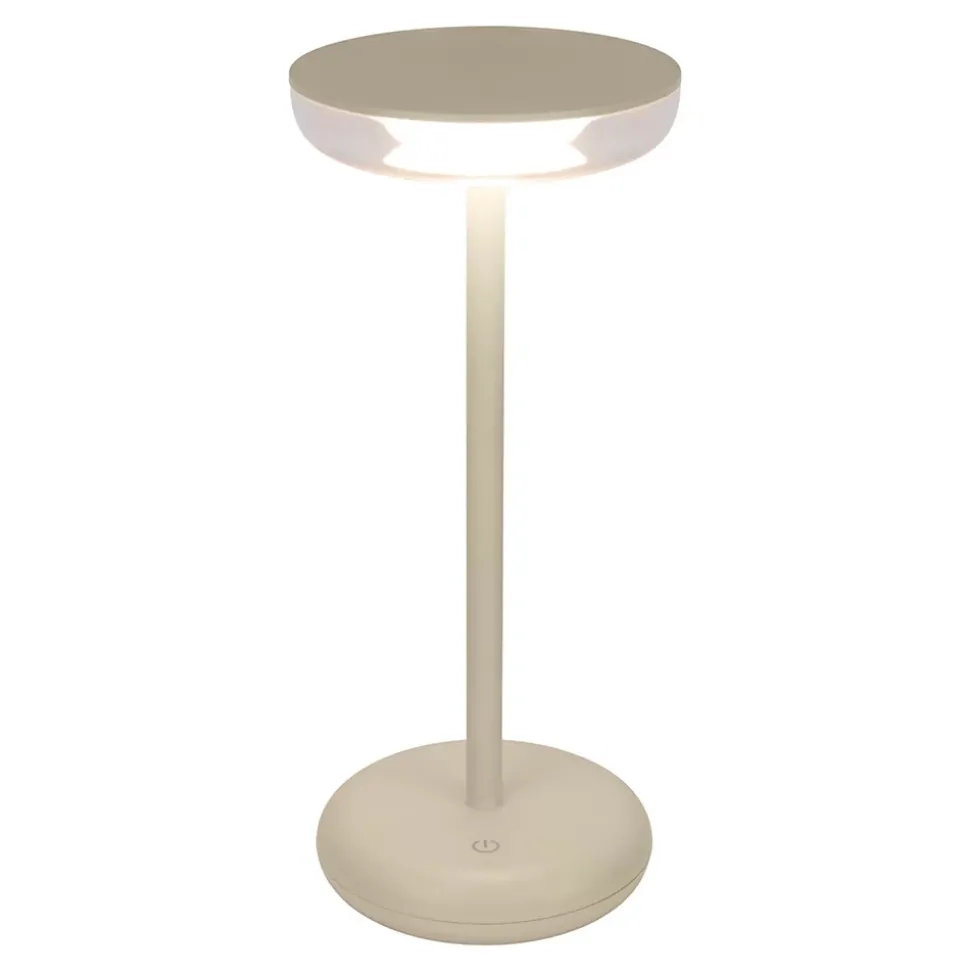 Lampe de table à accu PASI intérieur extérieur métal plastique beige intensité variable tactile fonction mémoire hauteur 26cm