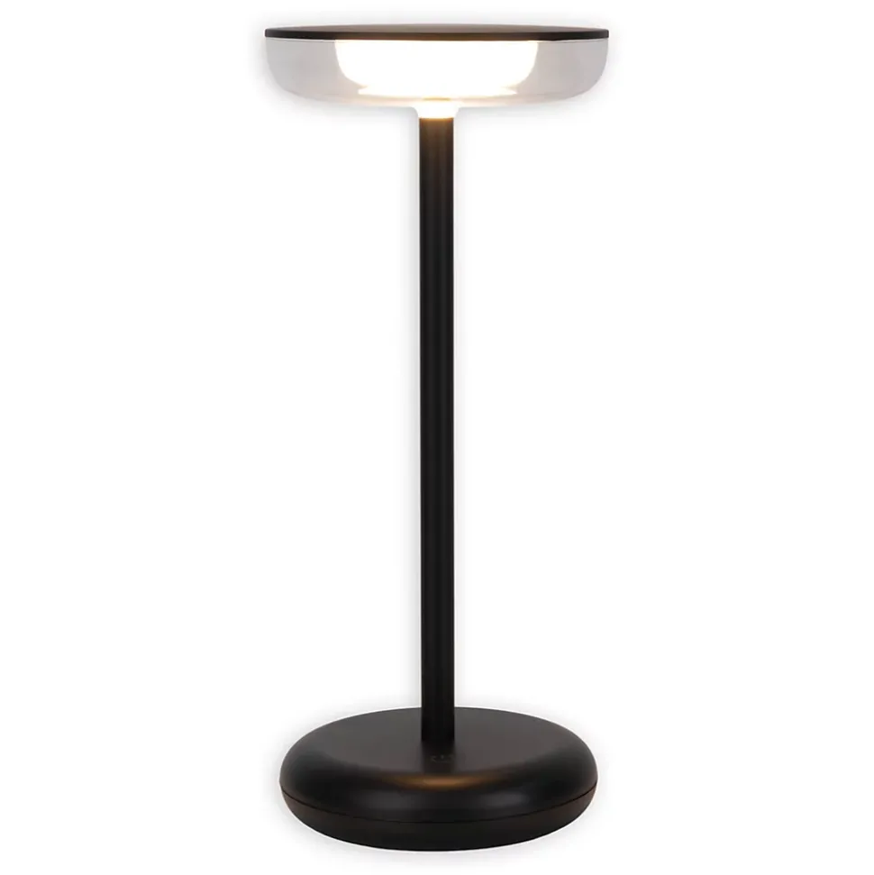 Lampe de table à accu PASI intérieur extérieur métal plastique noir intensité variable tactile fonction mémoire hauteur 26cm