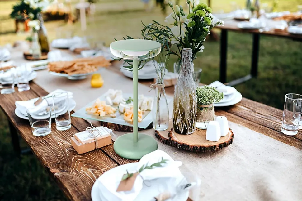 Lampe de table à accu PASI intérieur extérieur métal plastique rose intensité variable tactile fonction mémoire hauteur 26cm