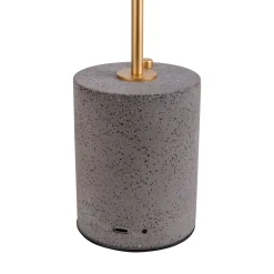 Lampe de table à accu 'SETA' grise 30 cm de haut en métal et béton, avec LED fixe