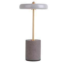 Lampe de table à accu 'SETA' grise 30 cm de haut en métal et béton, avec LED fixe