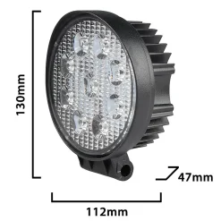 Lampe de travail ronde 12/24 V, 27 W et 1 800 lumens, IP67. Noir