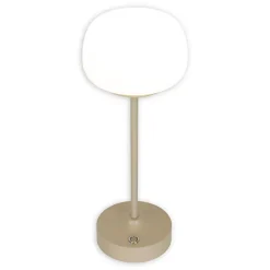 Lampe LED à accu/de table 'PINA' 30 cm de haut, en métal (beige) et verre (blanc), LEDs intégrés, blanc chaud