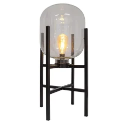 Lampe LED sur socle 'LORA' hauteur 58 cm, en métal et verre, en métal noir et verre clair, pour l'intérieur et l'extérieur