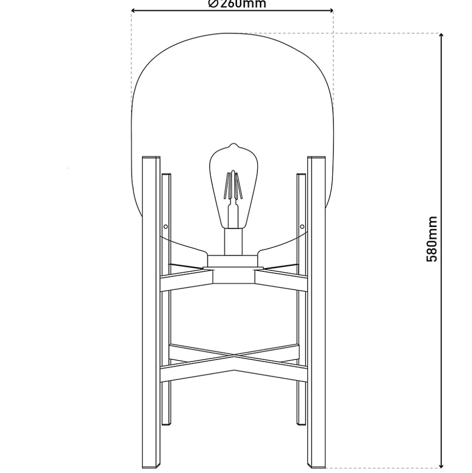 Lampe LED sur socle 'LORA' hauteur 58 cm, en métal et verre, en métal noir et verre clair, pour l'intérieur et l'extérieur