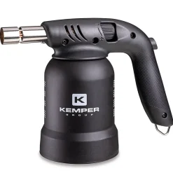 Lampe à souder à gaz Professionnelle Utilisation 360 degrés Chalumeau gaz Allumage piezo + 8 Cartouches gaz Perçables KEMPER