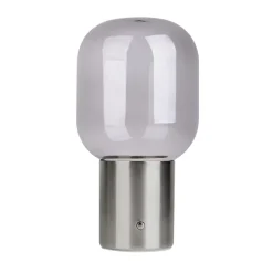 Lampe table accu ALBERO métal chromé verre LED fixes dimmable capteur tactile hauteur 25cm