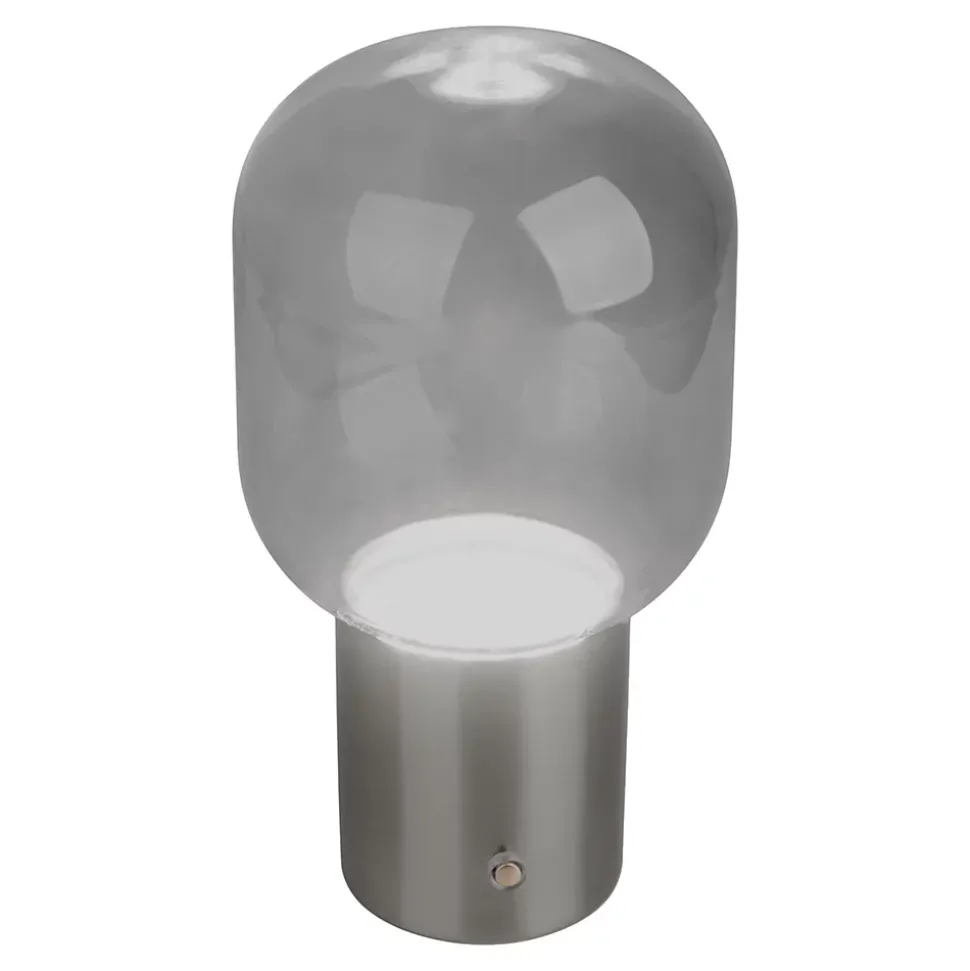 Lampe table accu ALBERO métal chromé verre LED fixes dimmable capteur tactile hauteur 25cm