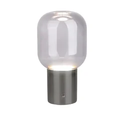 Lampe table accu ALBERO métal chromé verre LED fixes dimmable capteur tactile hauteur 25cm
