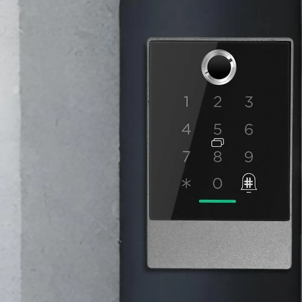 Lecteur biométrique de contrôle d'accès connecté locky-7d eco à empreinte, code, badge et bluetooth