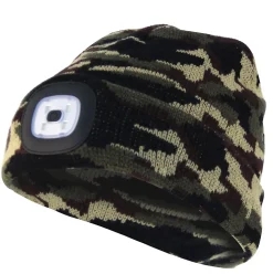 LIGHTHOUSE : Bonnet avec frontale LED rechargeable. Camouflage