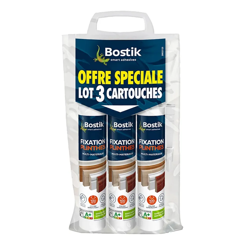 Lot 3 colle parquets Bostik Fixation Plinthes 310ml