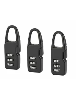 Lot de 2 Cadenas à combinaison Swish, 3 chiffres, intérieur, anse acier, 21mm, noir - SP