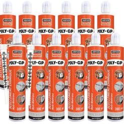 Lot de 12 cartouches de Scellement chimique POLY-GP ton gris SIMPSON