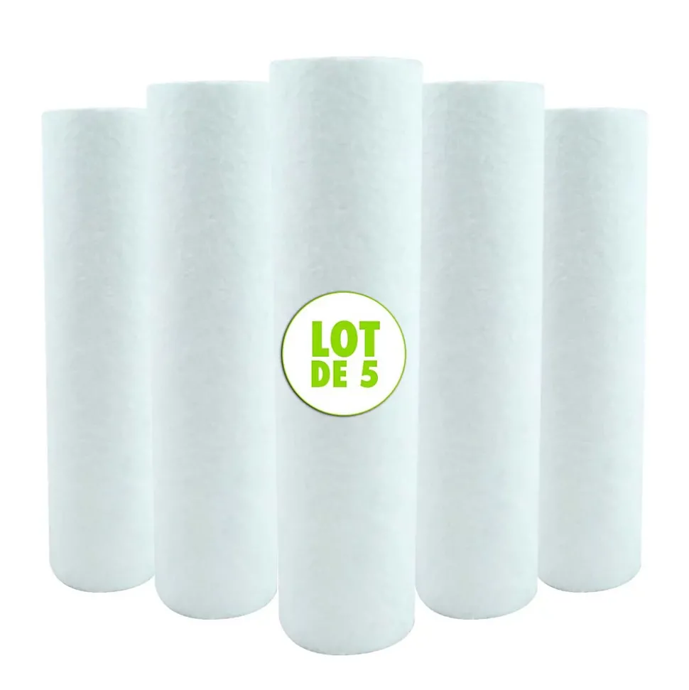 Lot de 5 Cartouches Filtrante Anti Sédiments Microfibre 9 pouces 3/4 - 5 microns Fabriquées en France
