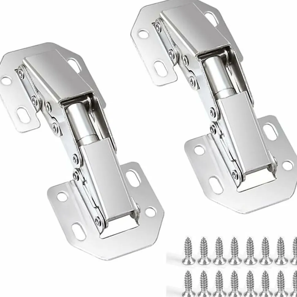 Lot de 4 charnières invisibles à 90 degrés pour portes d'armoires de cuisine, 77 mm