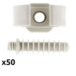 Lot de 50 clips avec chevilles diamètre 20mm - Gris - Zenitech