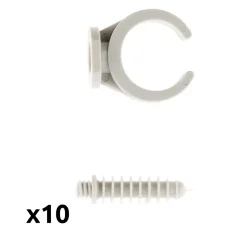 Lot de 10 clips avec chevilles diamètre 25mm - Gris - Zenitech