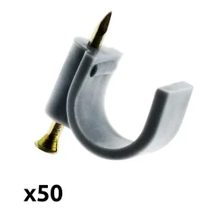 Lot de 50 crochets de fixation diamètre 20mm - Gris - Zenitech