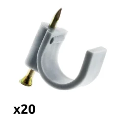 Lot de 20 crochets fixation diamètre 20mm - Gris - Zenitech